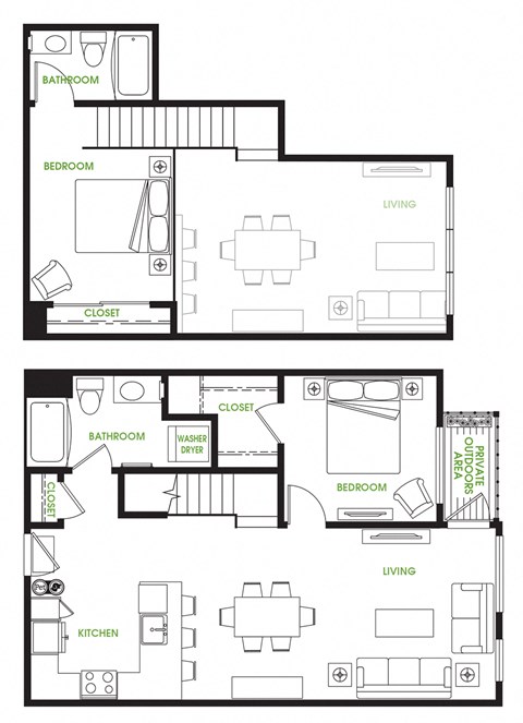 2 Bed 2 Bath Loft